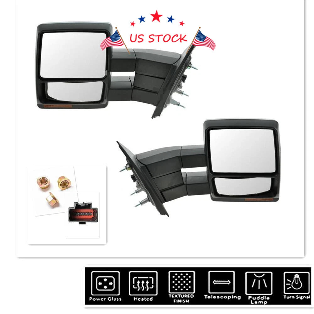 Set of 2 Towing Mirrors for Ford F150 (2007–2014) - Heated Signal Puddle