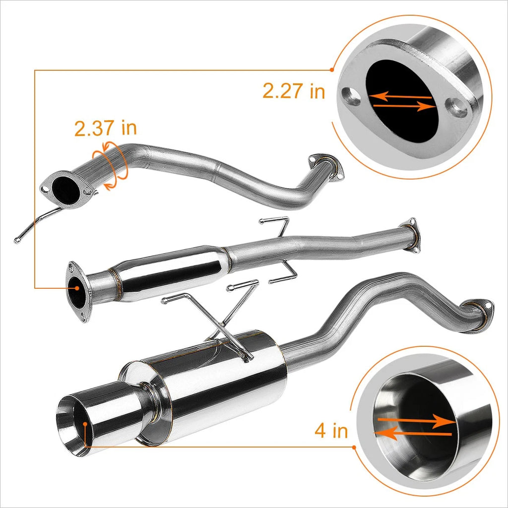 4" Rolled Tip Muffler Catback Exhaust System for Honda Civic (1992–2000)