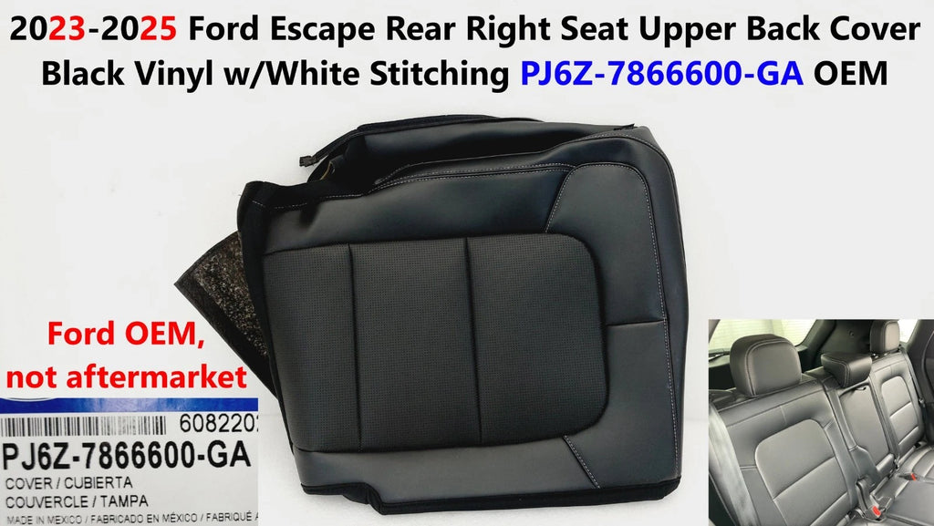 Rear Right Seat Upper Back Cover for Ford Escape (2023–2025) PJ6Z-7866600-GA Black Vinyl