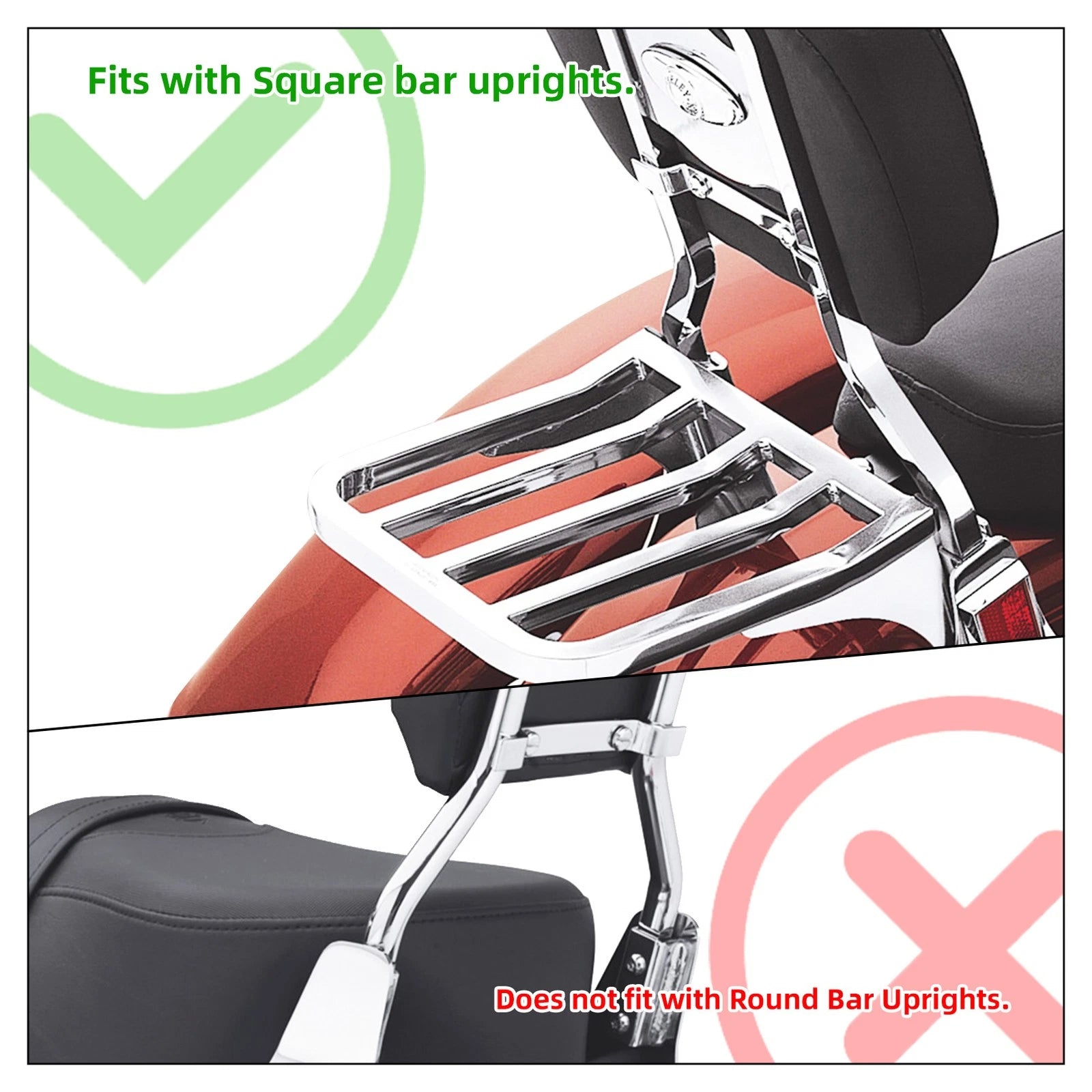 Chrome/Black Sissy Bar Luggage Rack for Harley Softail Sportster Dyna