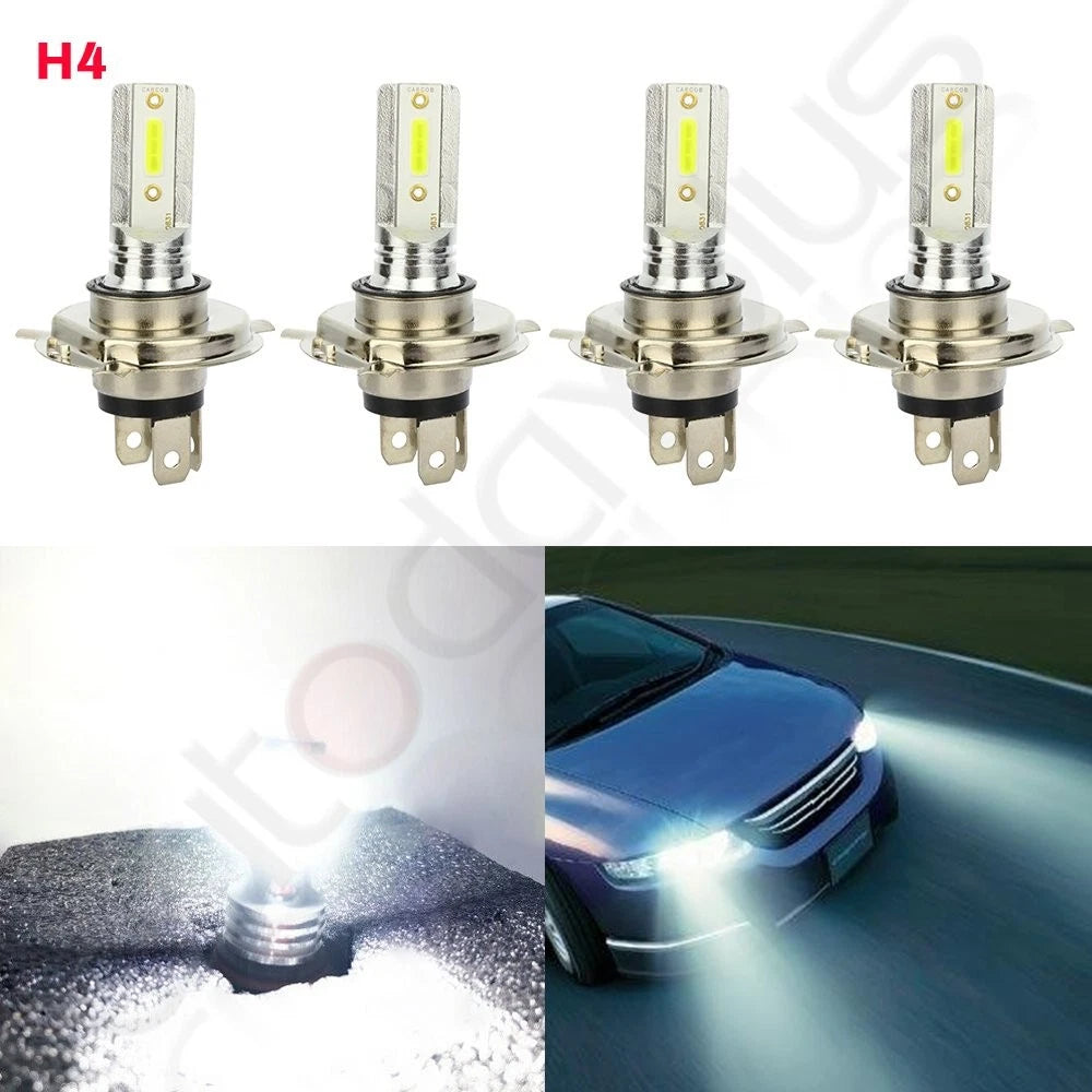 Set of 4 H4 9003 6000K White LED Headlight Bulbs for [Make Model]