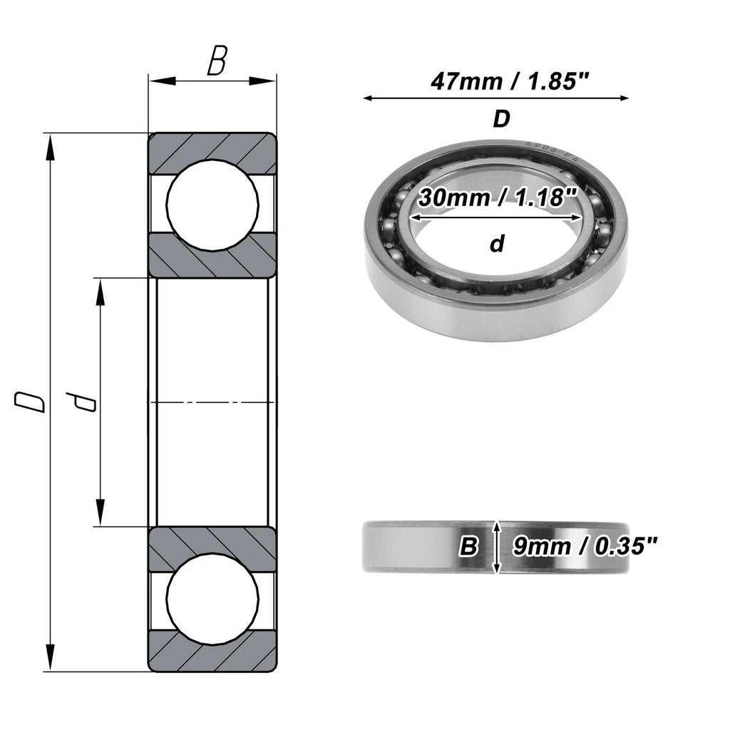 Deep Groove Ball Bearing 30x47x9mm for Various Models (6906)