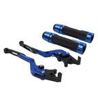 Blue Extendable Brake Clutch Levers & Handlebar Grips for Aprilia Tuono V4