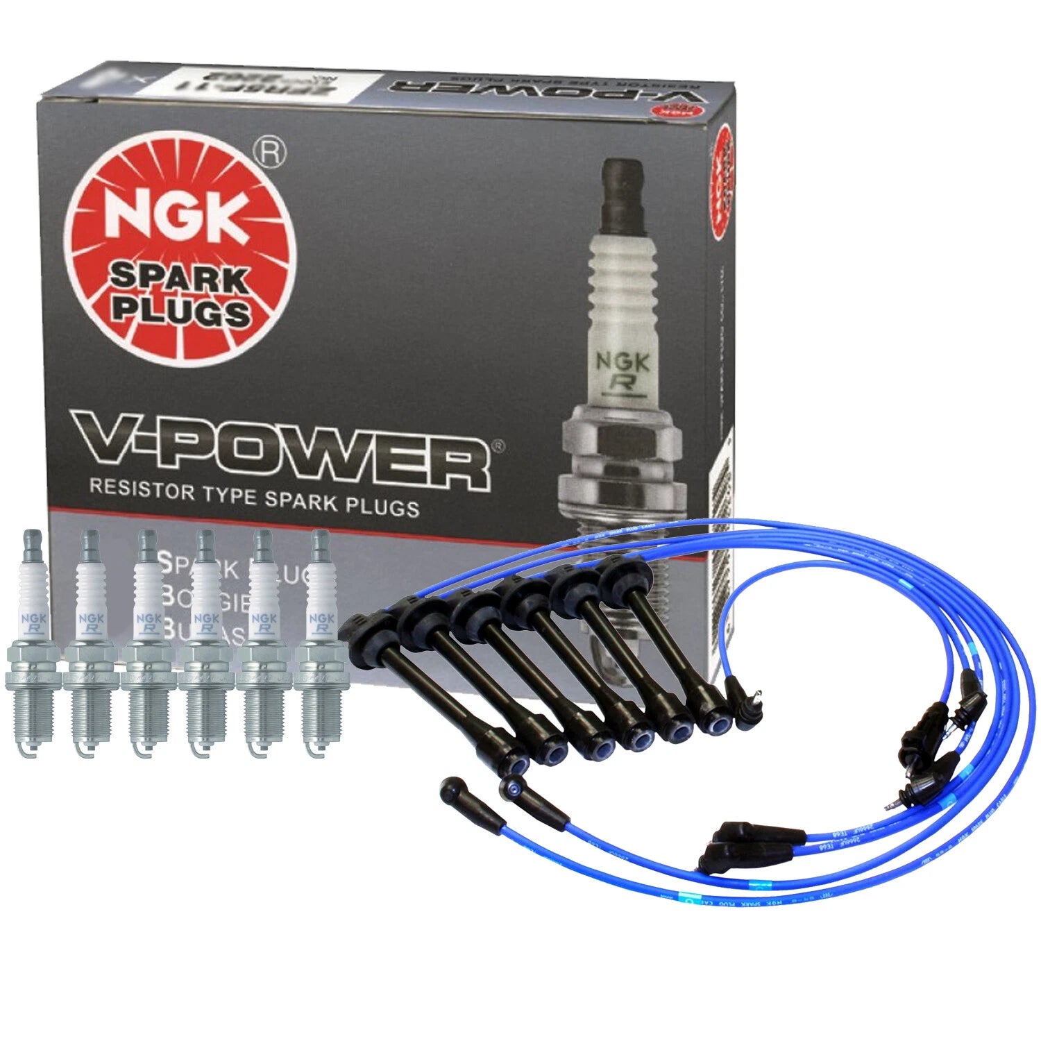 NGK 6 V-Power Spark Plugs Kit for Lexus LX450 Toyota Land Cruiser (1996–1997)