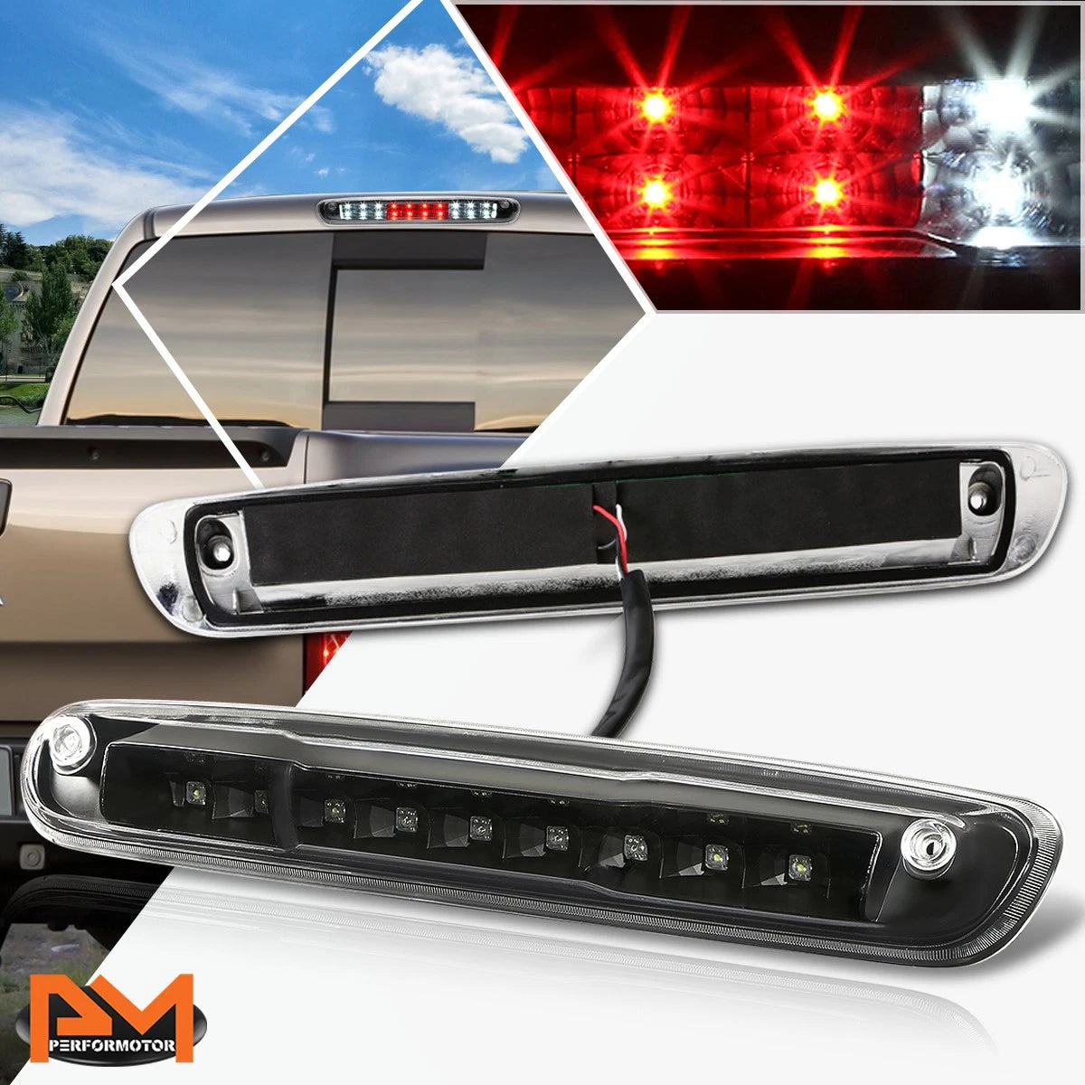Full LED 3rd Tail Brake Light with Cargo Lamp Bar for Silverado/Sierra (2007–2013)