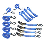 Set of 4 Ratchet Straps with 2200lbs Strength, 1in x 15ft S Hook