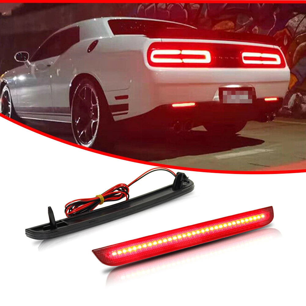 Smoked Lens Red LED Rear Bumper Reflector Lights for Dodge Challenger (2015–2023)