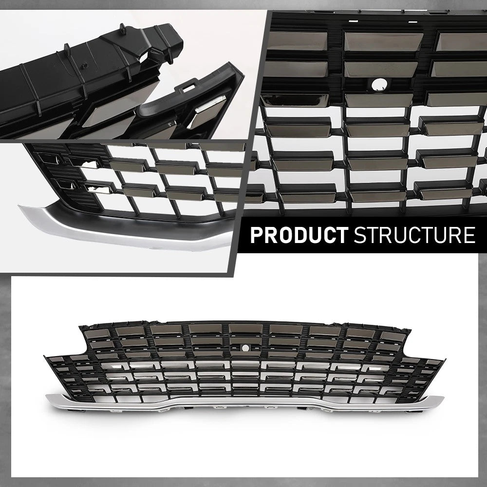 Front Bumper Upper Grille with Camera Hole Chrome for Kia Carnival (2022–2024)