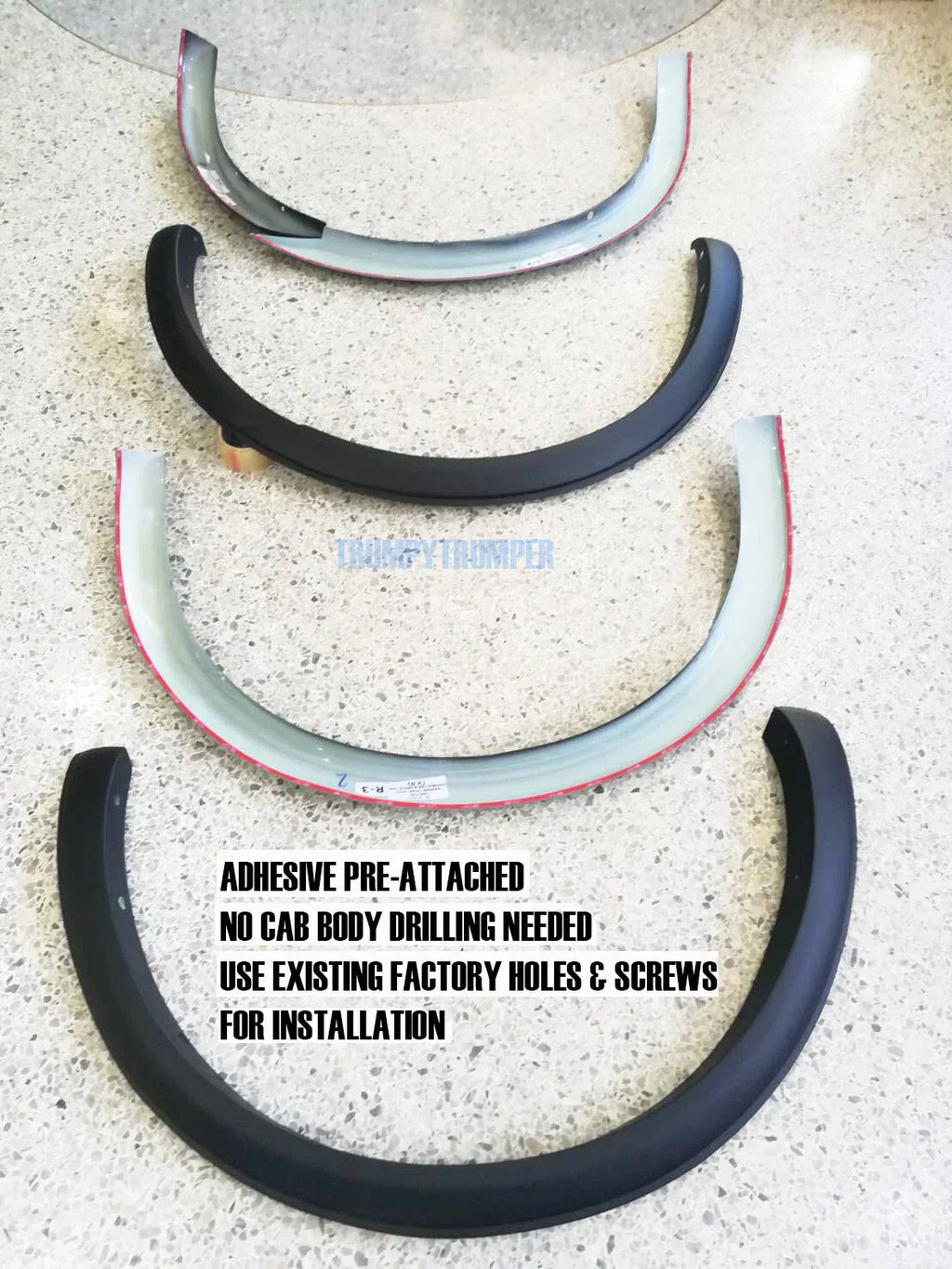 3" Matte Black Fender Flares Wheel Arches for Ford Ranger MK2 Wildtrak (2015-2018)
