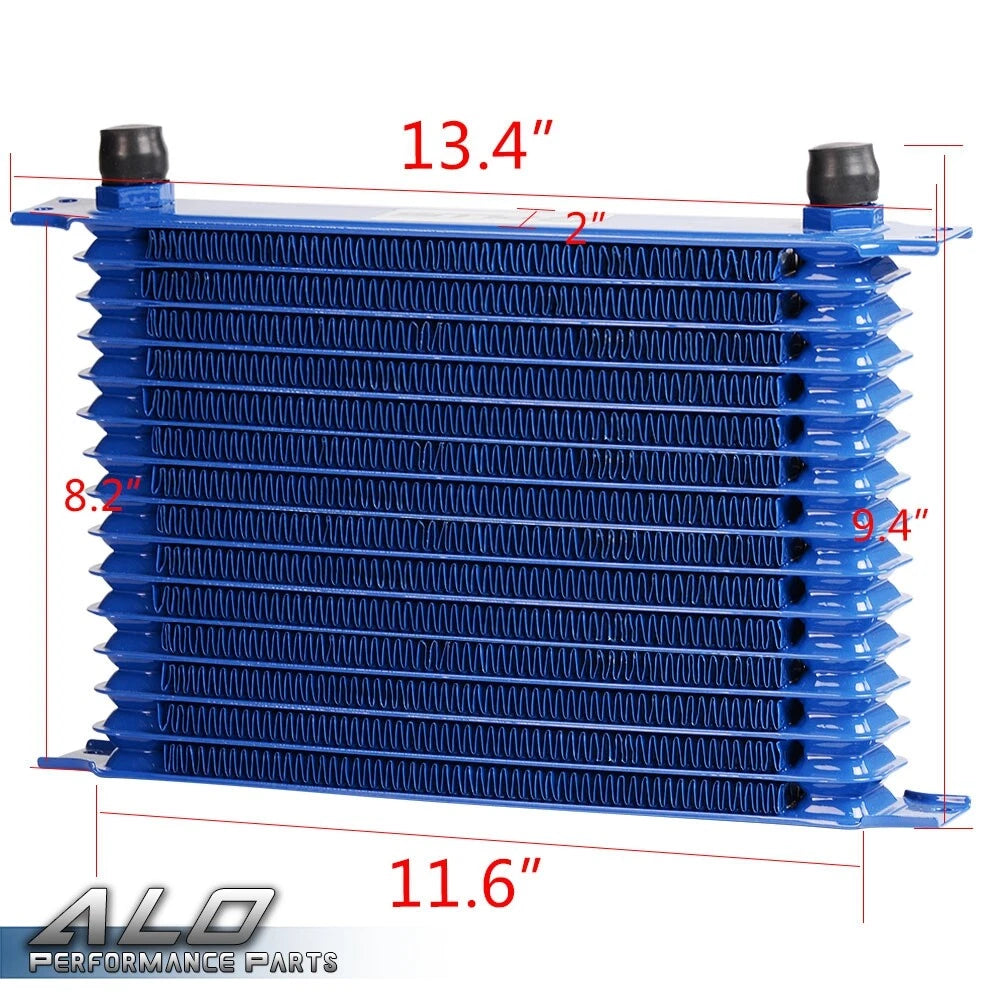 15 Row 10AN Aluminum Transmission Oil Cooler & Filter Adapter Kit