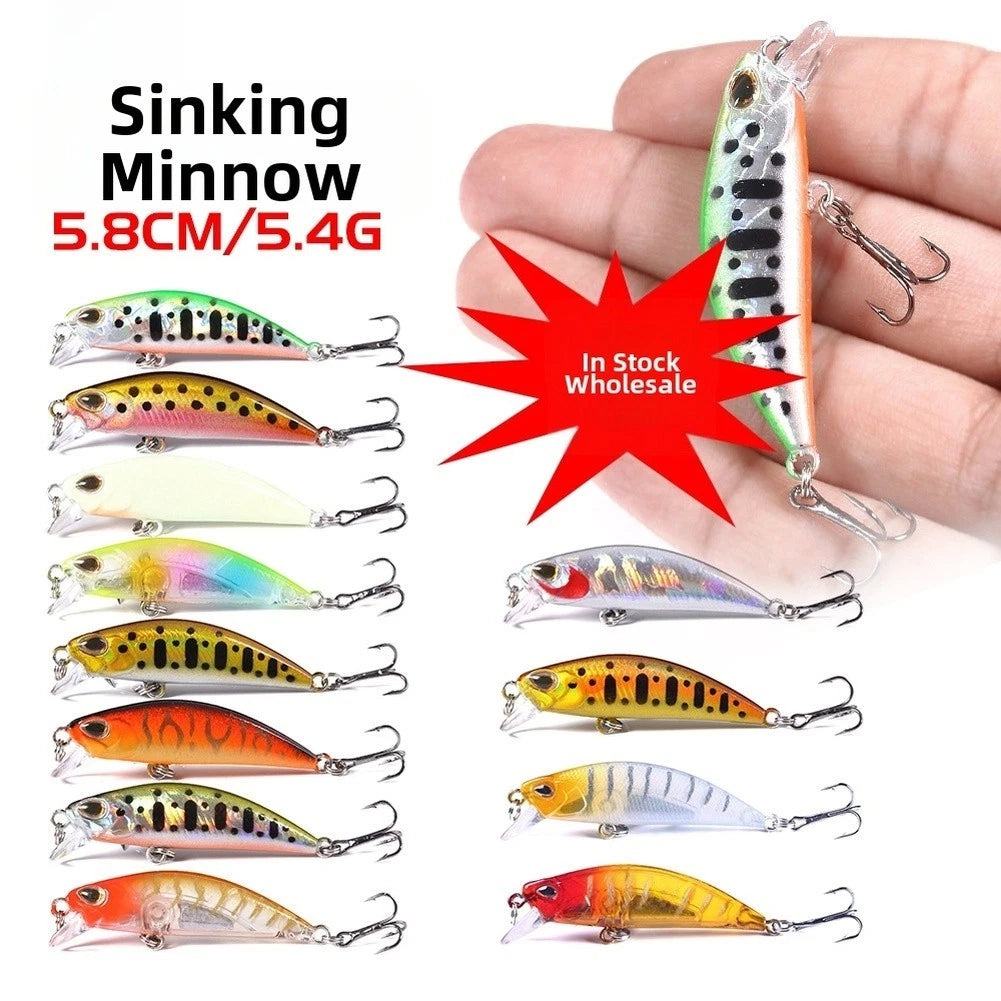 Sinking Fishing Lure 6cm 4.5g with 10# Barbed Hooks for Outdoor Angling