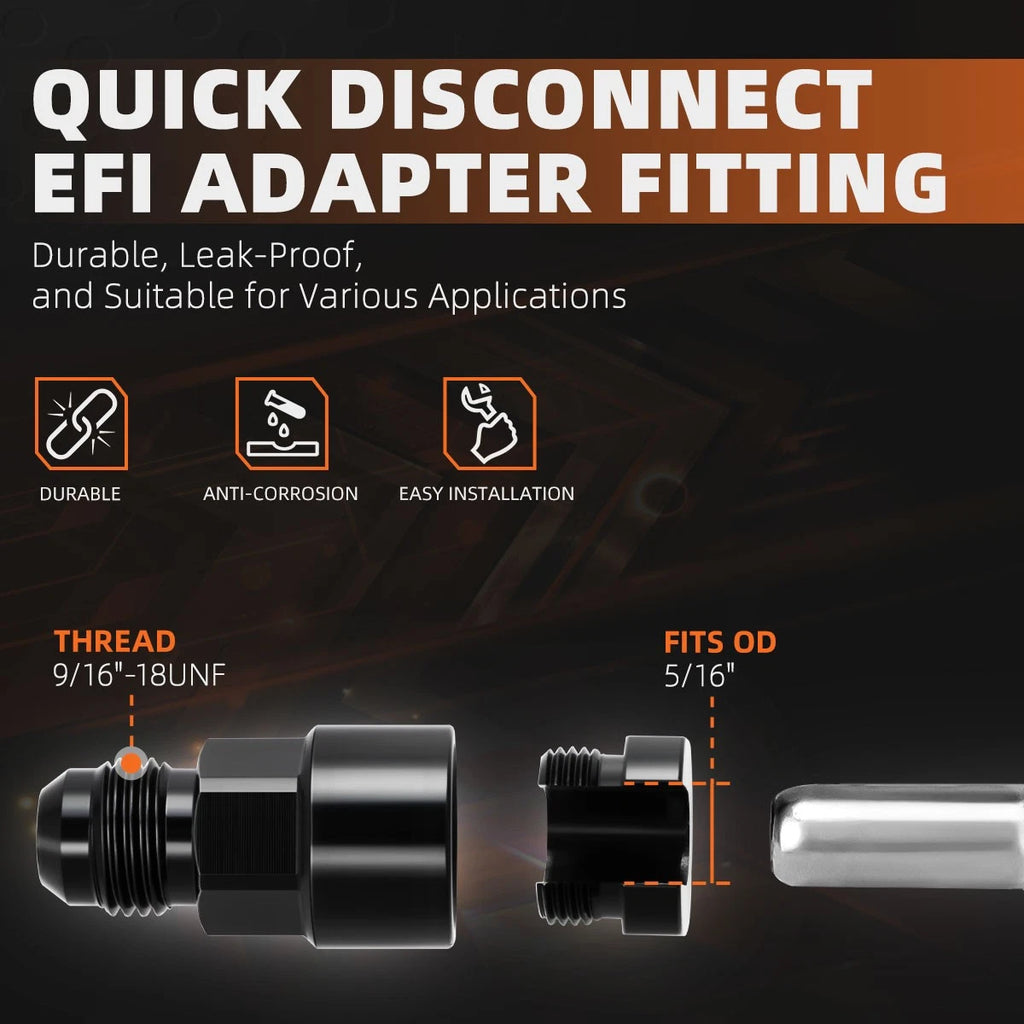 6AN Male to 5/16" Female EFI Fuel Line Adapter Fitting (1500PSI)