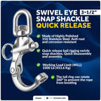 3.5" Swivel Eye Snap Shackle Quick Release for Sailing Boat