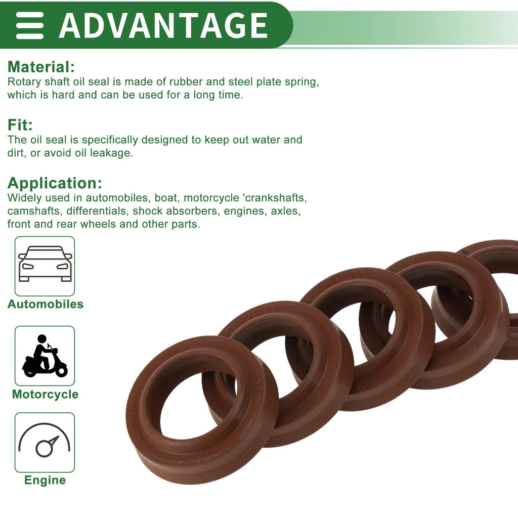 Set of 5 Oil Seal Rotary Shaft Seal FKM Rubber 16x24x4.5mm