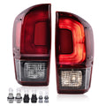 Set of 2 Red/Black Rear Tail Lights for Toyota Tacoma (2016–2022)