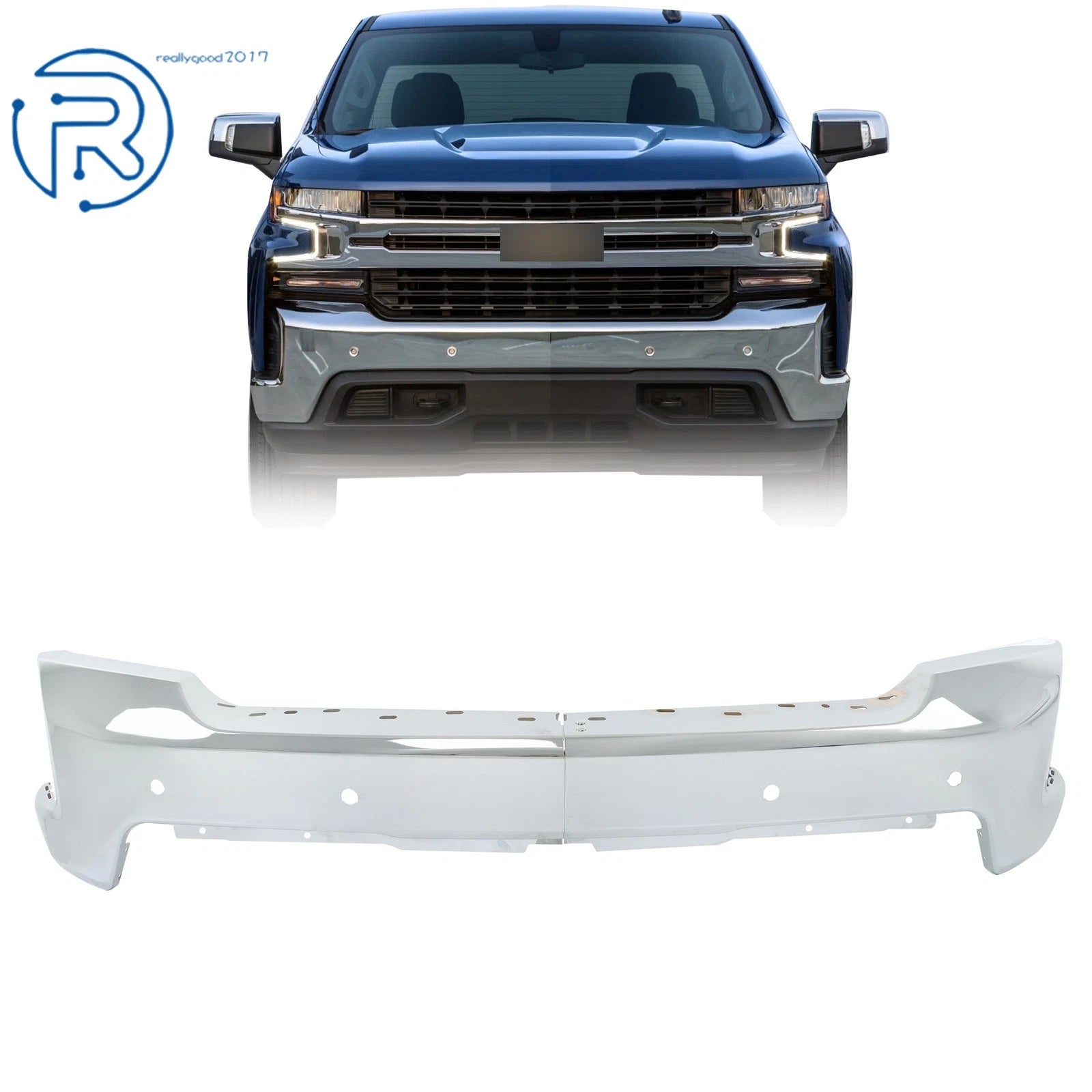 Chrome Steel Front Lower Bumper Assembly for Chevrolet Silverado 1500 (2019–2022)