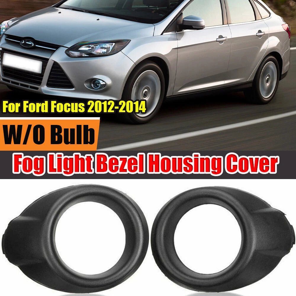 2X Front Bumper Fog Light Black Cover Bezels for Ford Focus (2012–2014)