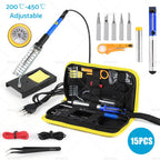 15-in-1 Soldering Iron Kit 60W Adjustable Temperature for Electronics