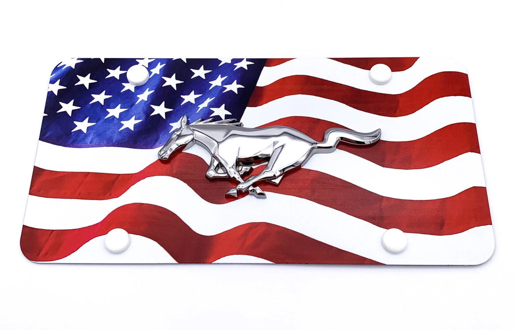 License Plate Frame American Flag Premium Color Wave for Ford Mustang (2005–2025)