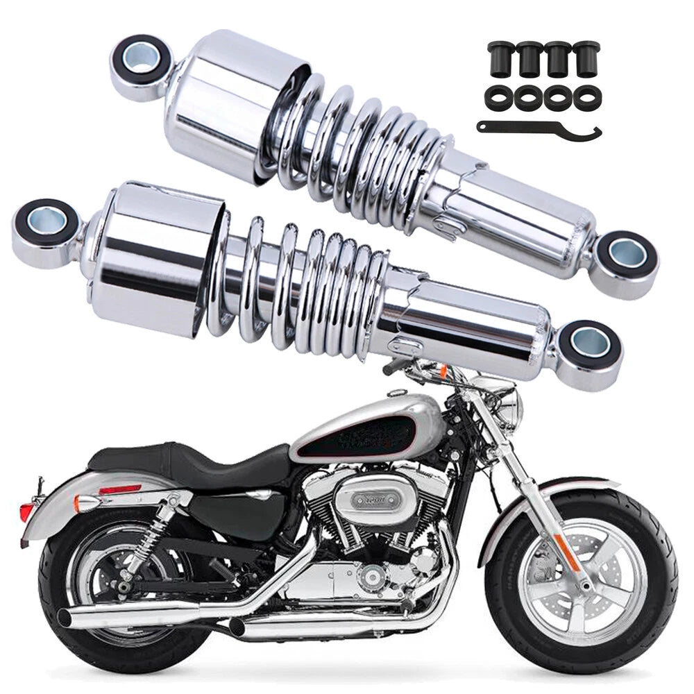 Chrome 10.5" Rear Absorber Shocks for Harley Touring Electra Glide Road King (2014–2023)