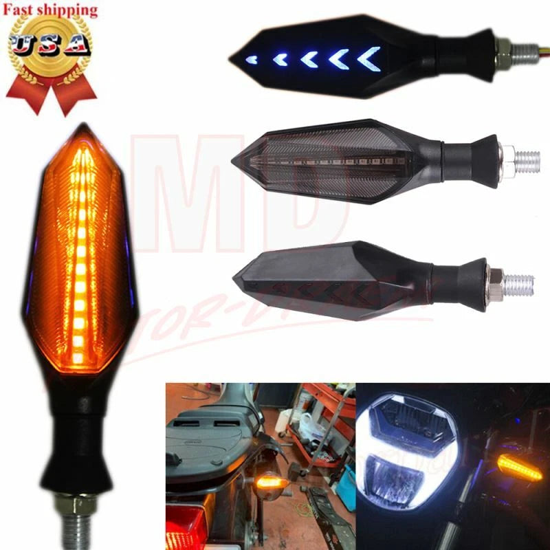 Universal Motorcycle Turn Signal Indicator Light Amber Sequential Flow