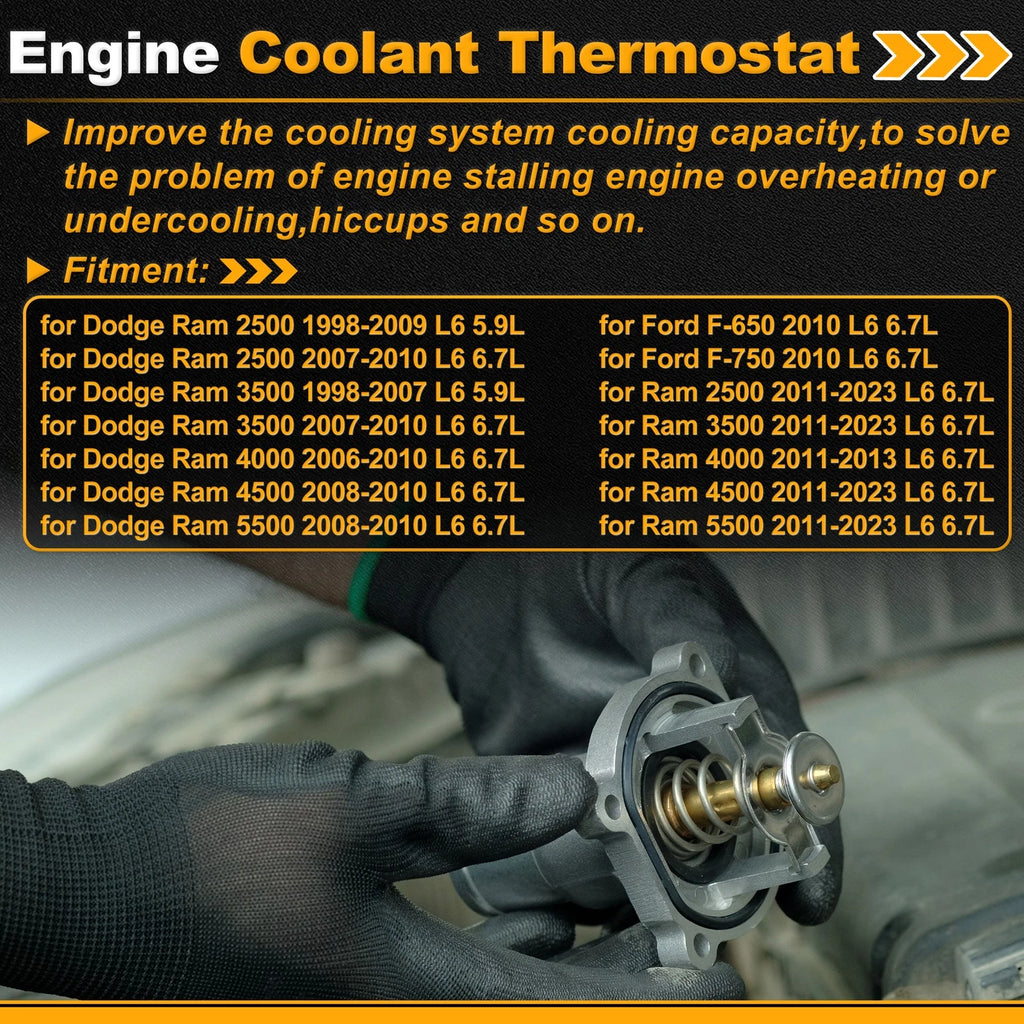 Engine Coolant Thermostat 5011456AA for Dodge Ram 2500 (1998–2009) with Seal