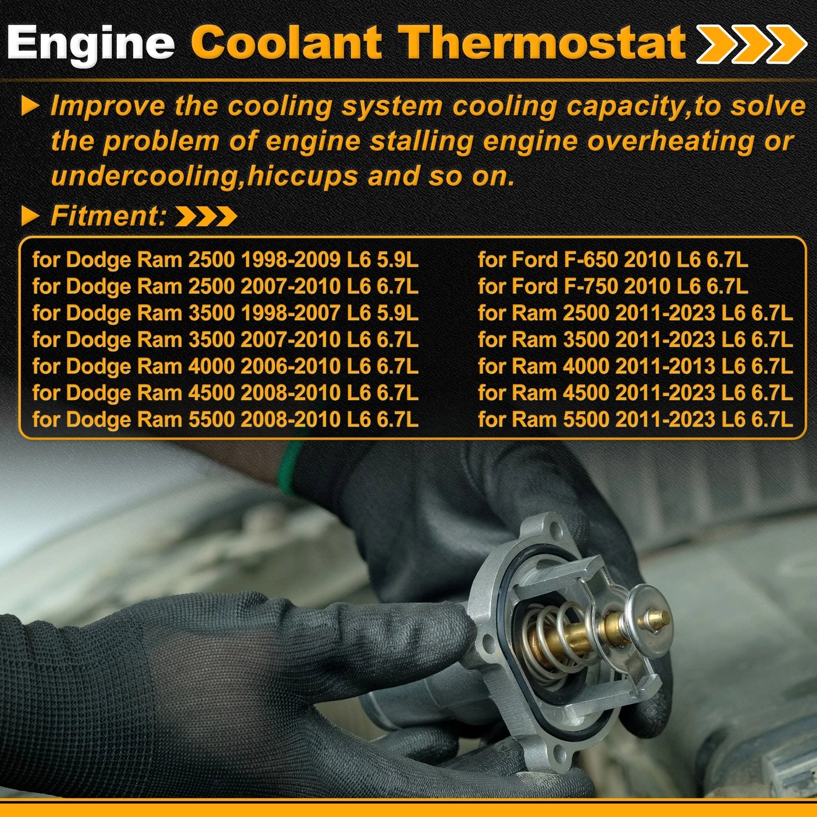 Engine Coolant Thermostat 5011456AA for Dodge Ram 2500 (1998–2009) with Seal
