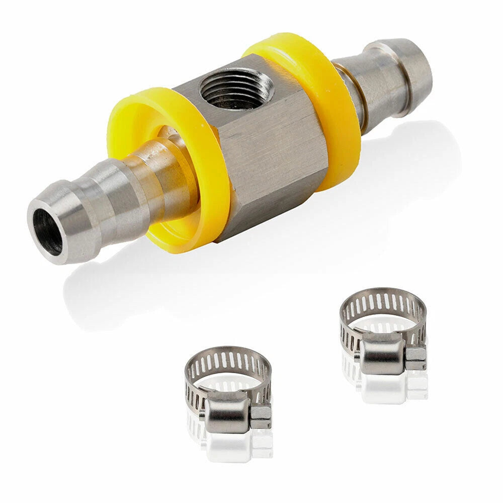 3/8” Fuel Line Pressure Gauge T-Fitting Adapter Stainless Steel