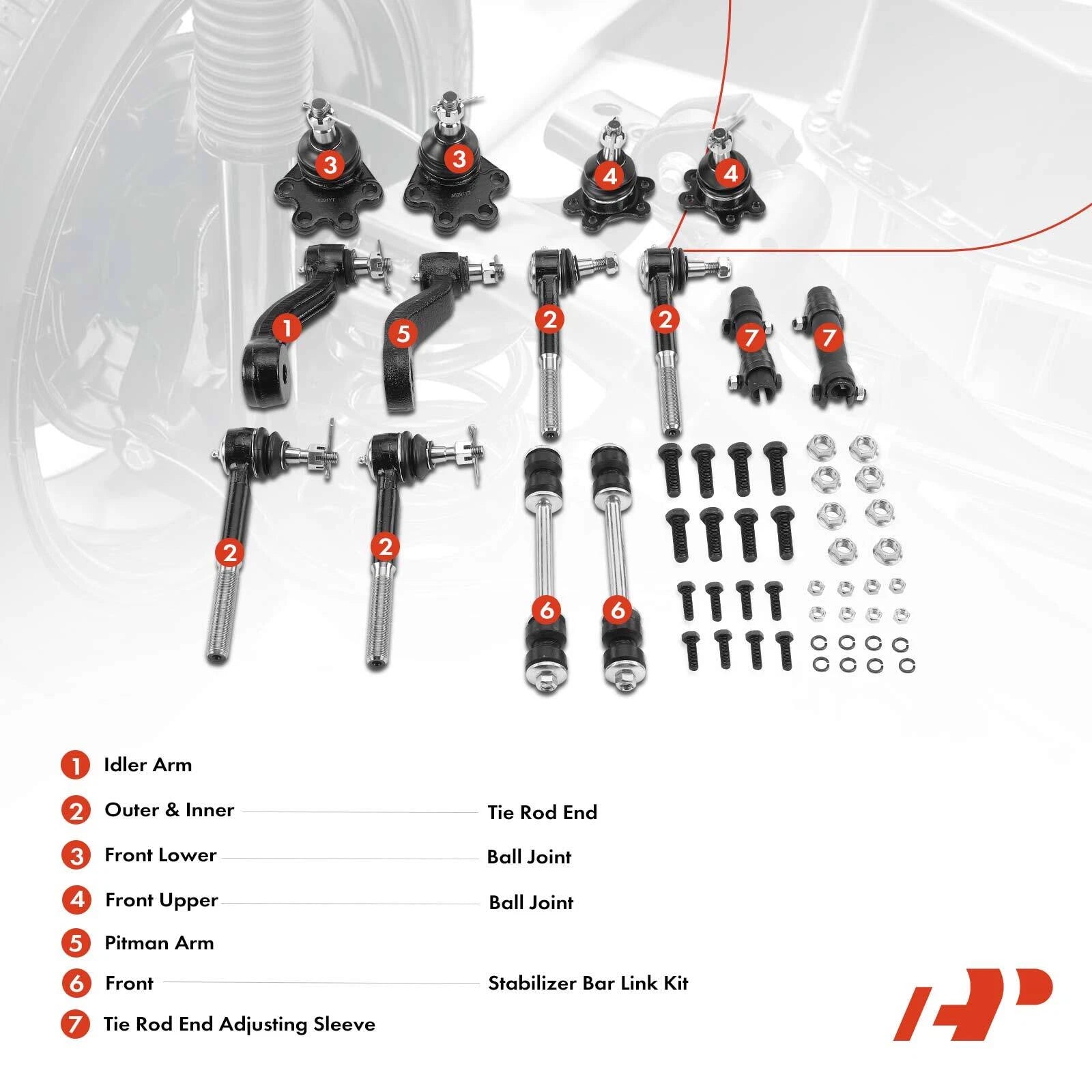 Set of 14 Front Sway Bar Link Ball Joints for Chevy Blazer (1993–1994)