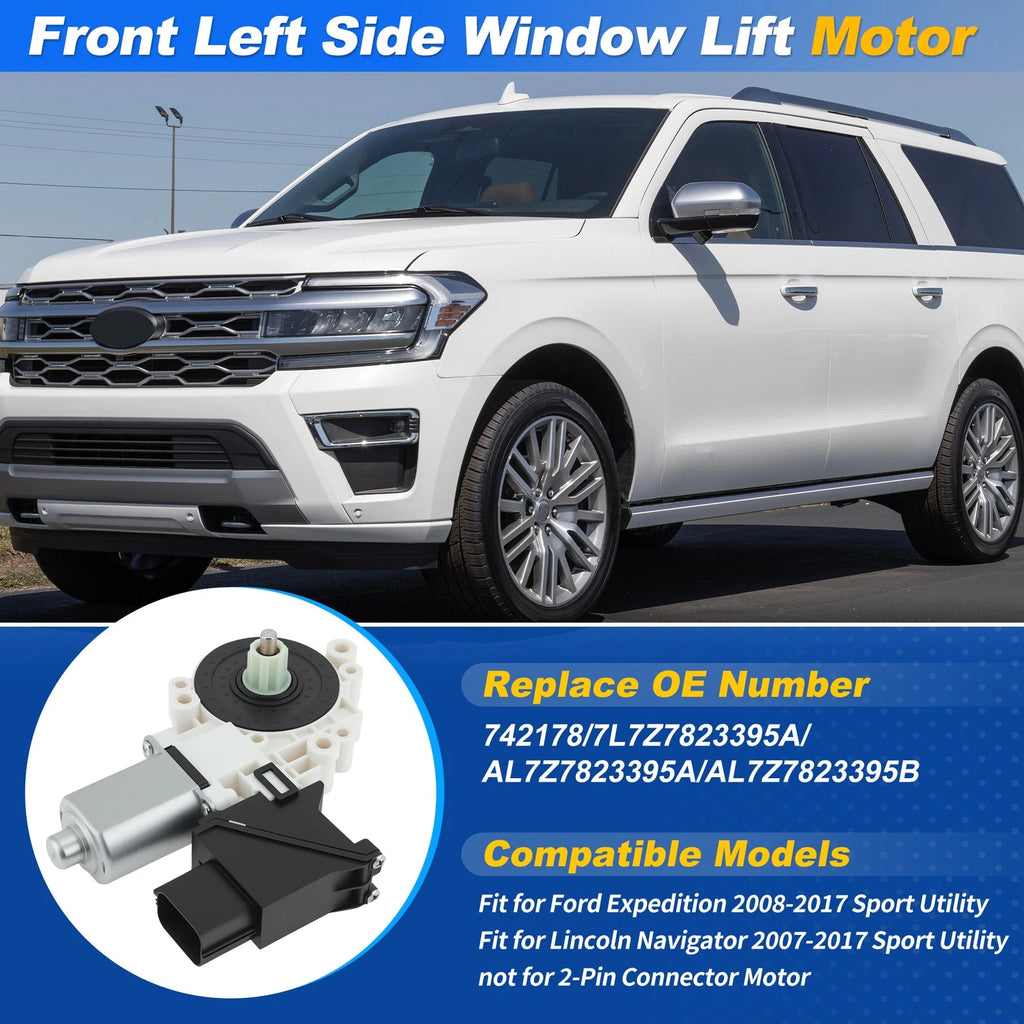 Front Left Power Window Motor for Ford Expedition (2008–2017) 8 Pin