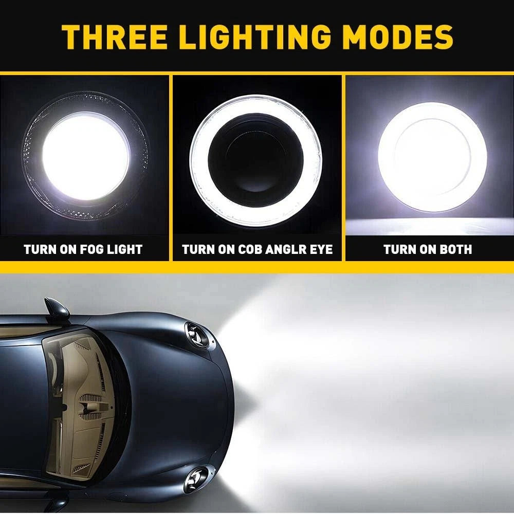 2X 3" COB LED Fog Light Projector Angel Eye Halo Ring for EXV