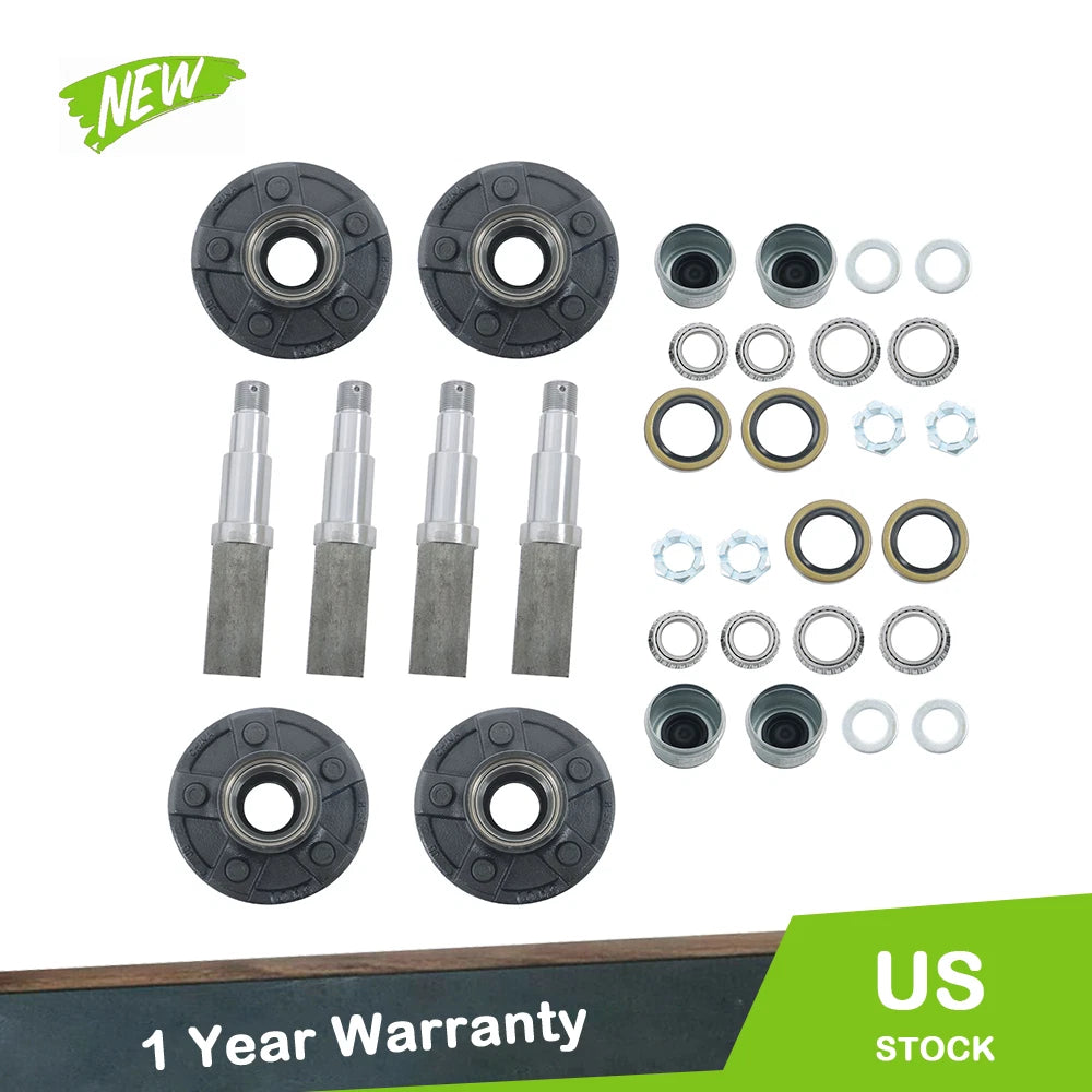 4 Pack Trailer Hub Kit for 5 on 5.45" Square #84 Spindle (6 Pieces)