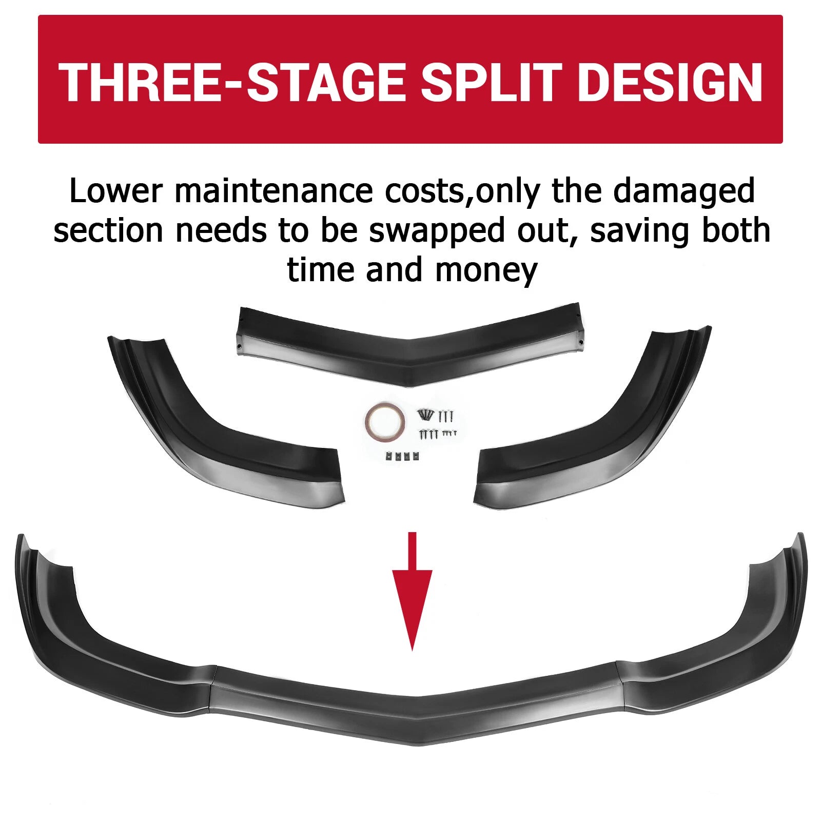 Matte Black Front Bumper Lip Spoiler for Dodge Charger SRT8 (2011-2014)