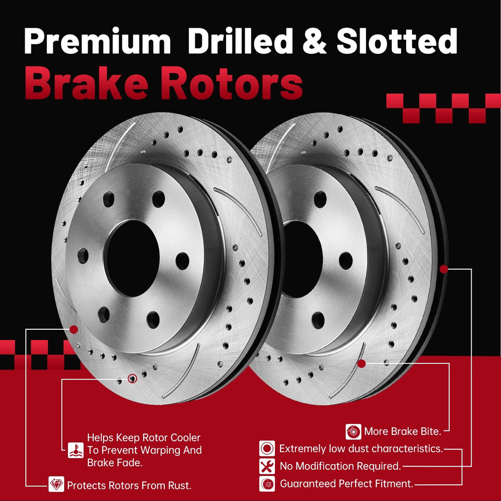 Front Drilled Rotors & Ceramic Brake Pads for Chevrolet Tahoe Suburban (2000–2006)