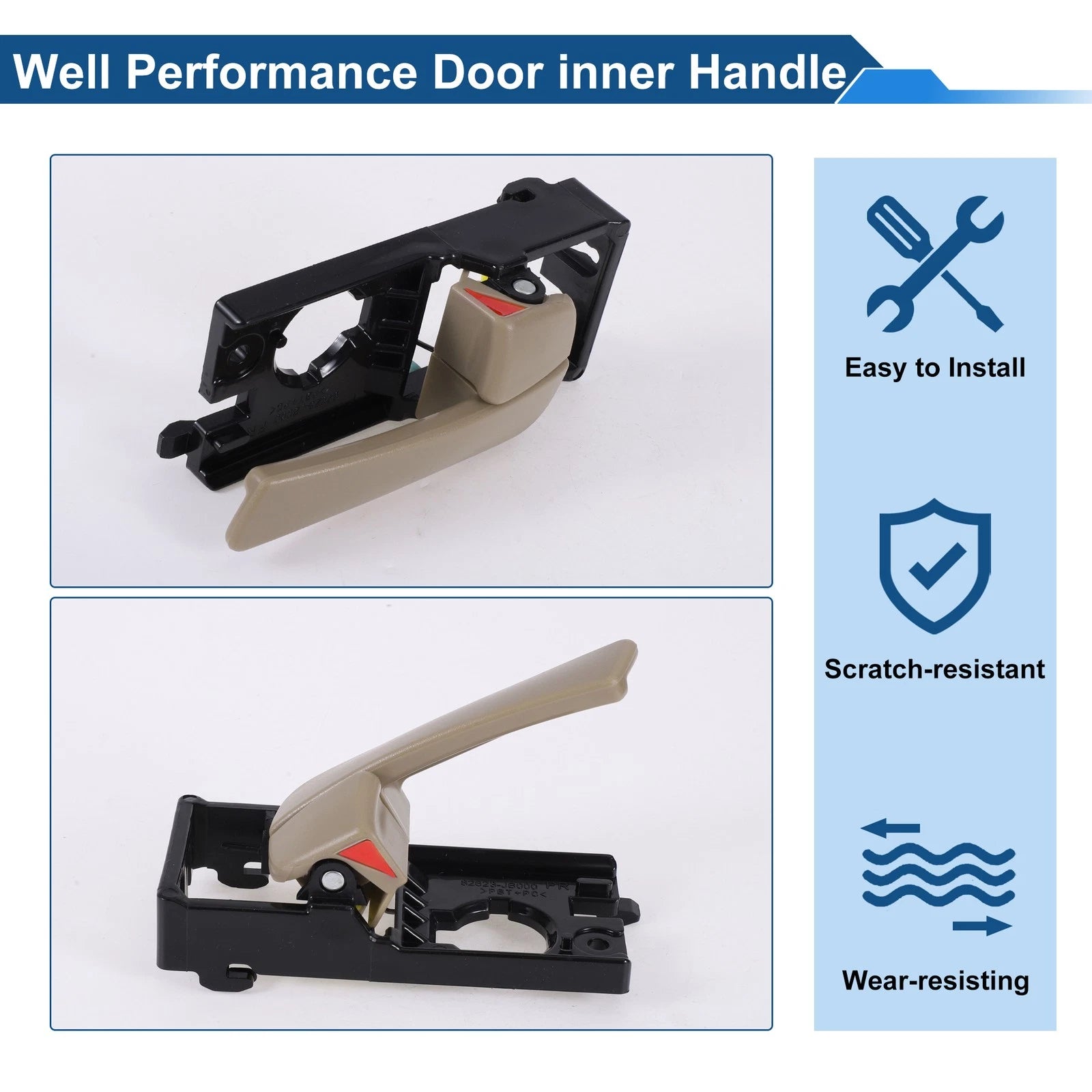 Front Driver Side Interior Door Handle for Kia Rio (2012–2017) No. 826201G000 Beige Black