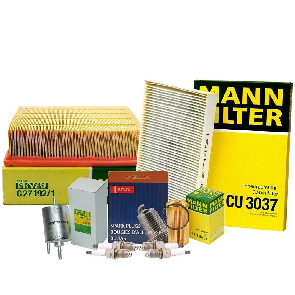 Set of 4 Mann Engine Cabin Air Oil Fuel Filters & Denso Spark Plugs for U-Groove