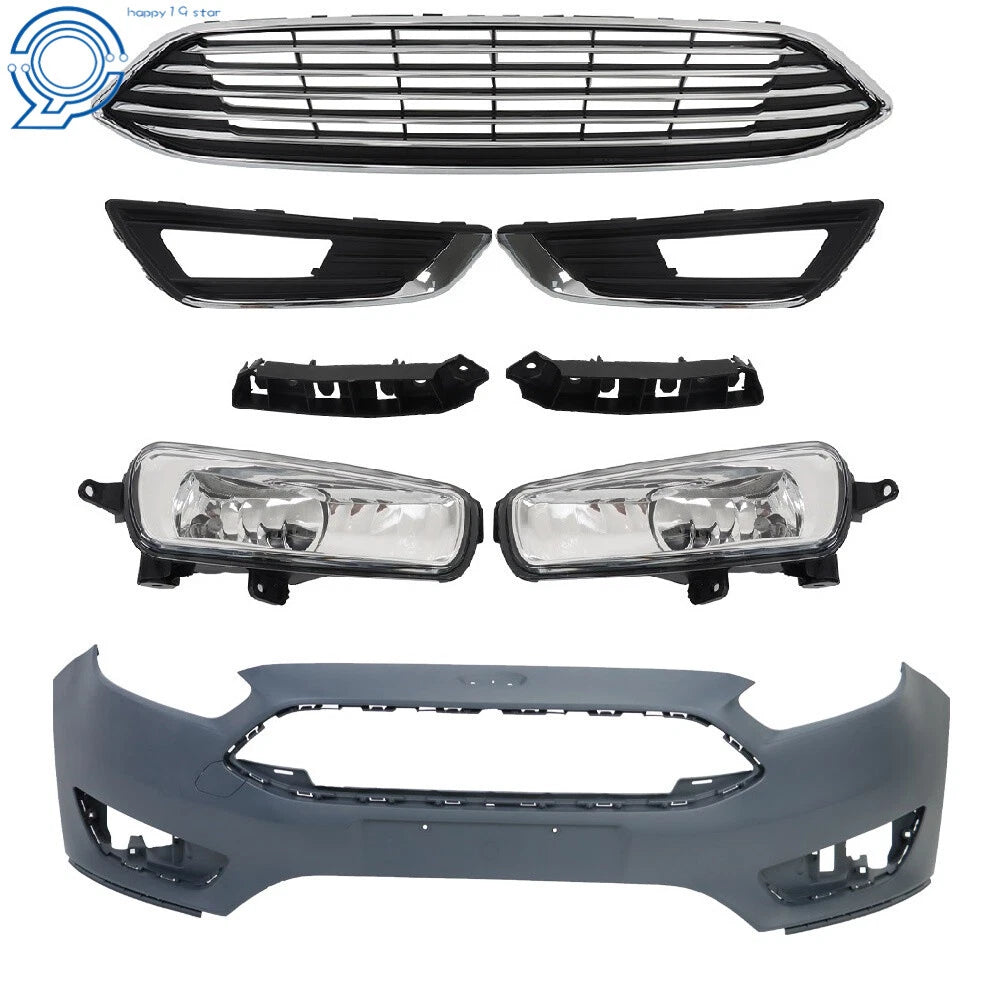 Front Bumper Cover and Upper Grille with Fog Light for Ford Focus (2015-2018)