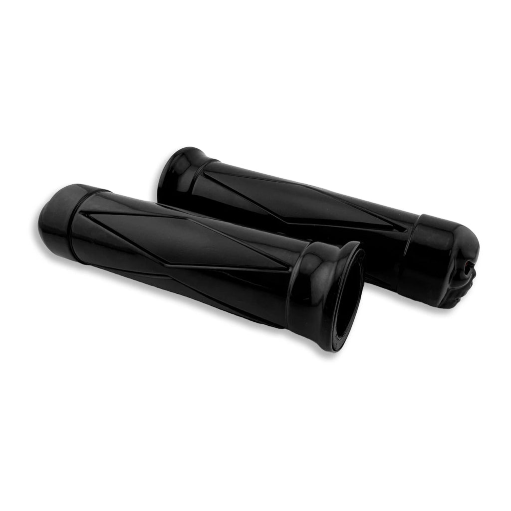 Black Skull Diamond Hand Grips for Harley Sportster Dyna Softail (1")
