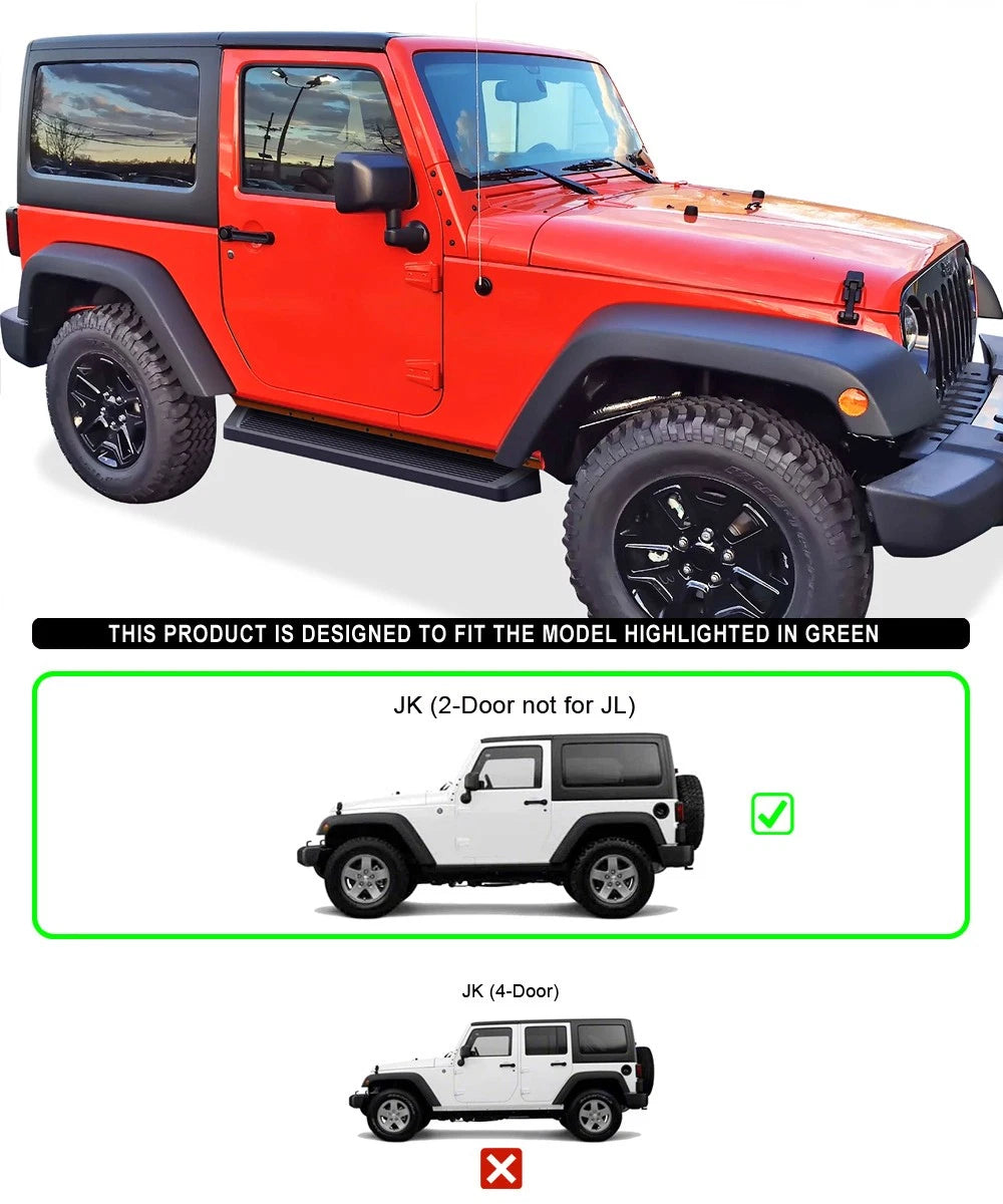 iBoard Running Boards for Jeep Wrangler JK (2007-2018) - Black