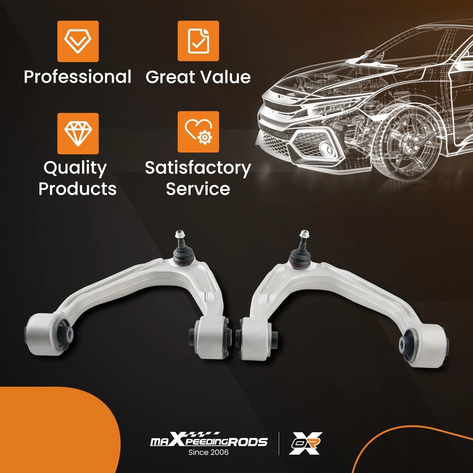 2X Front Upper Control Arms for Maserati Ghibli Quattroporte (2014–2022)