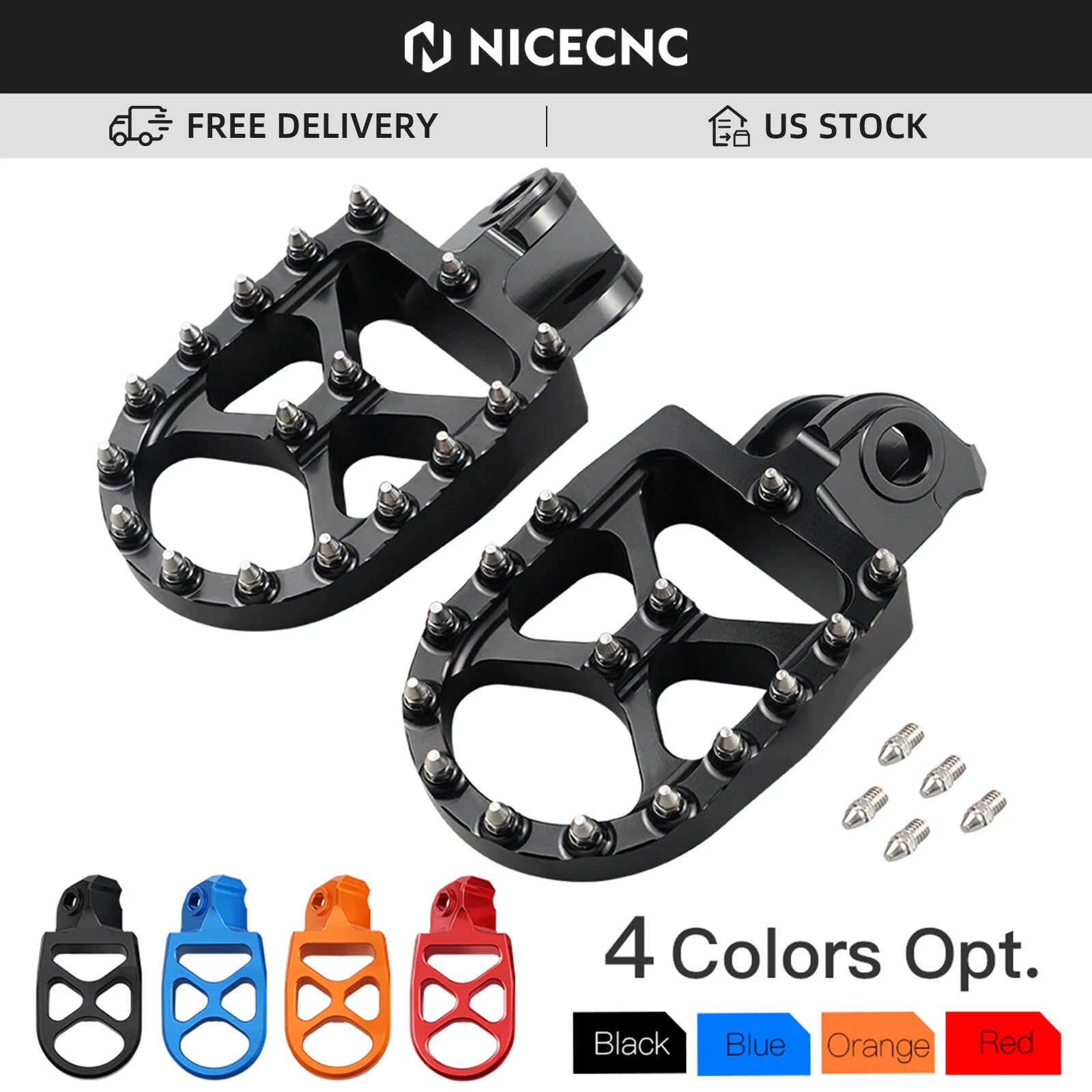 CNC Wide Fat Foot Pegs for KTM 65 85 125 SX 250-450 SXF 300-530 EXC EXC-F XCW (2000–2023)