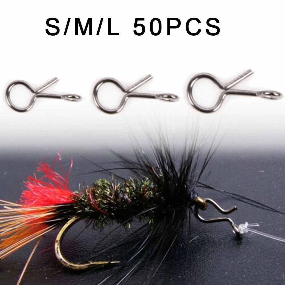 50 Pcs Fly Fishing Snap Hook for Flies Lures (Small/Medium/Large)