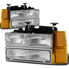 8PC Chrome Headlight, Bumper, Corner, Mesh Grille for Chevy C10 C/K (1994–1998)