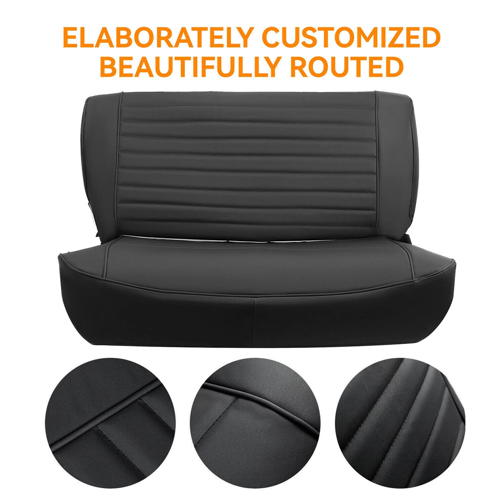 Set of 2 Black Front & Rear Seat Covers for Jeep Wrangler YJ (1987–1995) / CJ7 CJ8 (1976–1986)