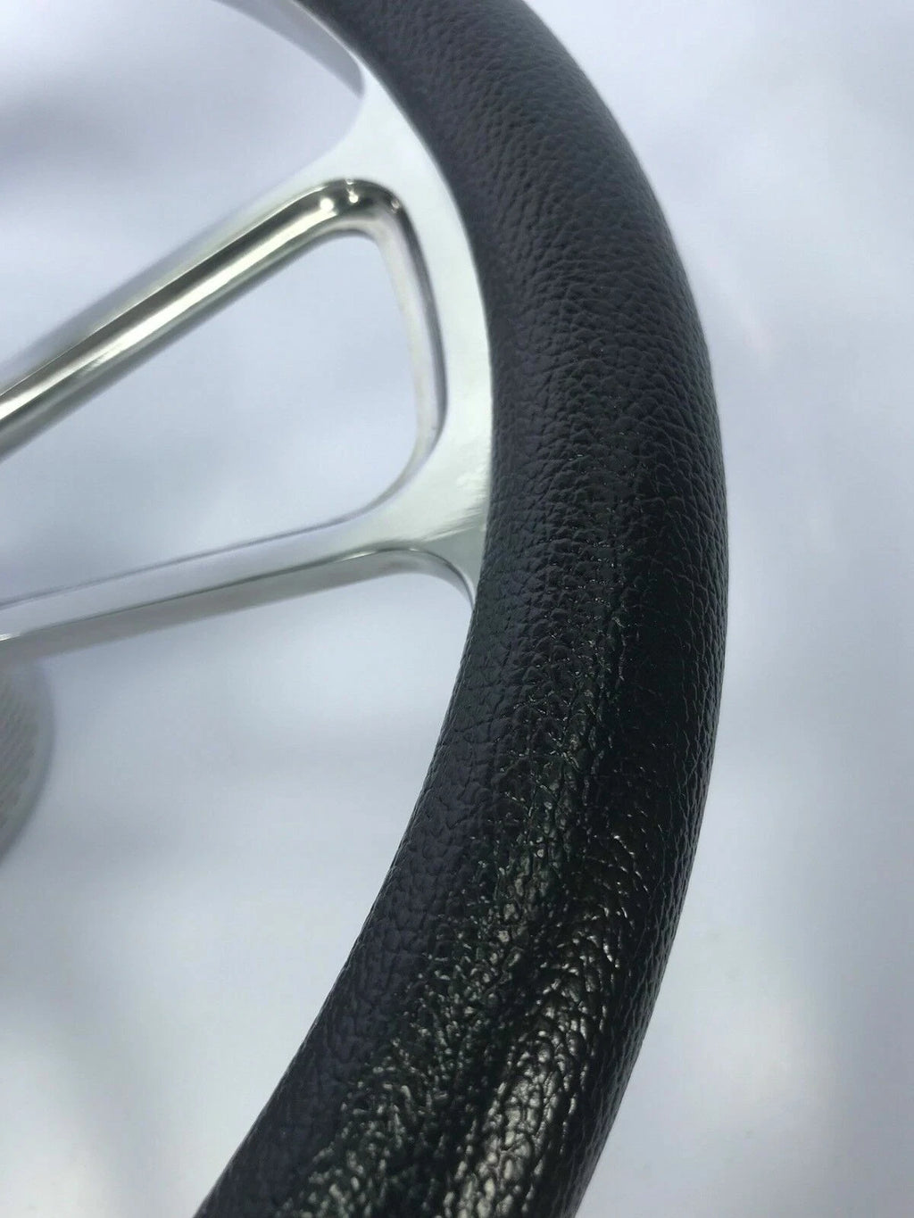 Polished Billet Steering Wheel Black Wrap for Universal Fit 14 Inch (—)