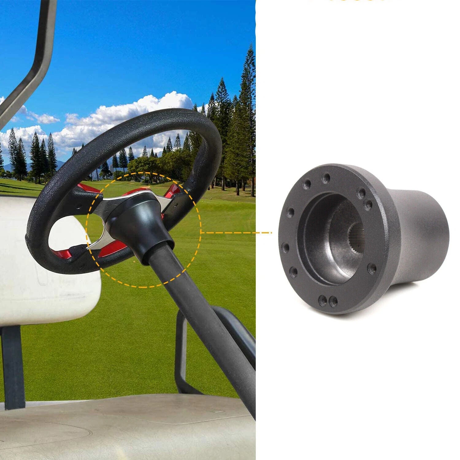 Steering Wheel Adapter for EZGO Club Car Yamaha (Optional Black)