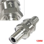 12MM One Way Check Valve for Gas Diesel Fuel (Inline) - Silver Aluminum