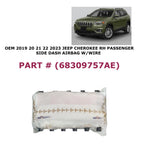 Right Passenger Dash Airbag with Wire for Jeep Cherokee (2019–2023) 68309757AE