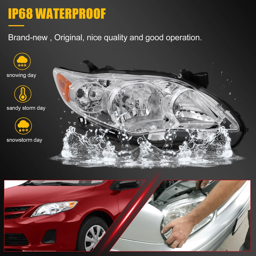 Pair of Front Headlights Assembly for Toyota Corolla (2011–2013)