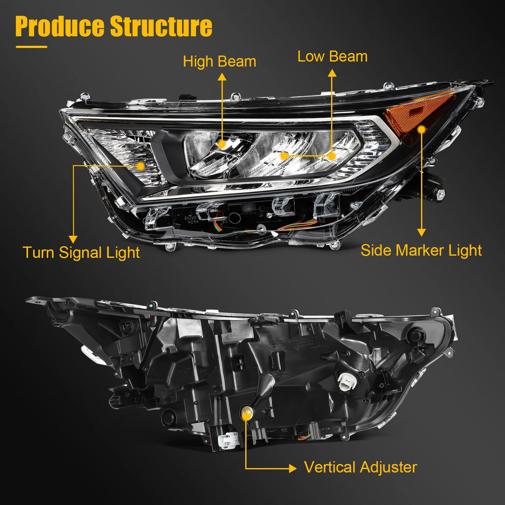 Driver Left Headlight Assembly for Toyota RAV4 (2019–2021) Black Housing